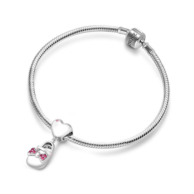 Gnoce "Oh, My Baby Girl" 925 Sterling Silver Bow-knot Shoe Pendant Charm_3