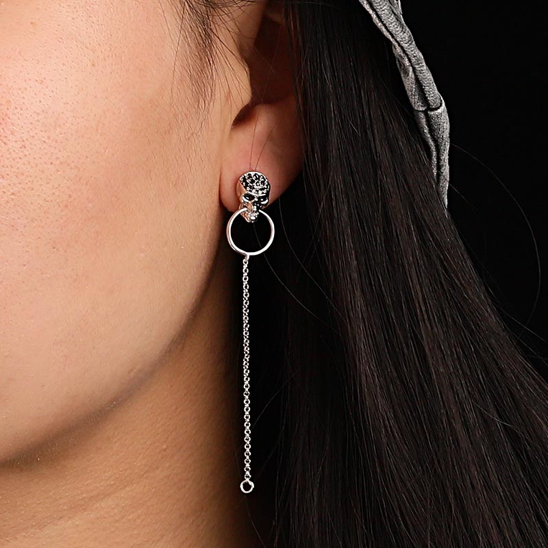 Skull Dangle Earrings with Sterling Silver_3