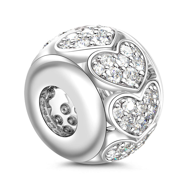 Gnoce "Take My Heart" S925 Sterling Silver Cubic Zirconia Charm Beads Gift for Her Suitable for Necklace Fit Pandora Bracelet_2