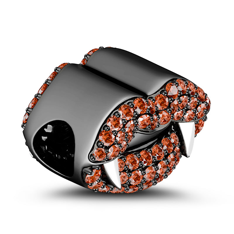 Gnoce "Devil's lips" 925 Sterling Silver Black Plated Beads Charms Red Crystals Fit Pandora Bracelet_2