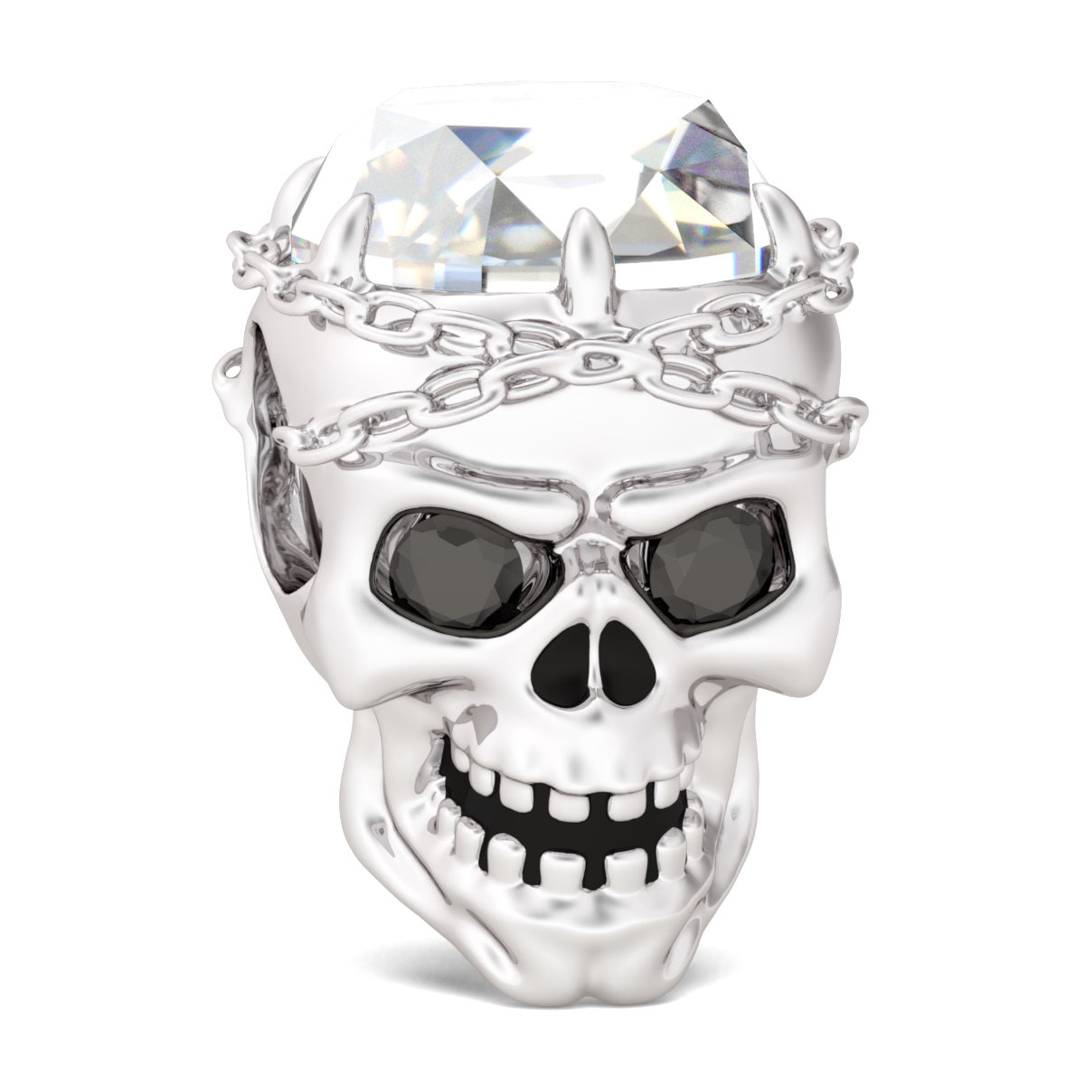 Gnoce "Shackles of love" 925 Sterling Silver Skull Cubic Zirconia Charm Fit Pandora Bracelet_3