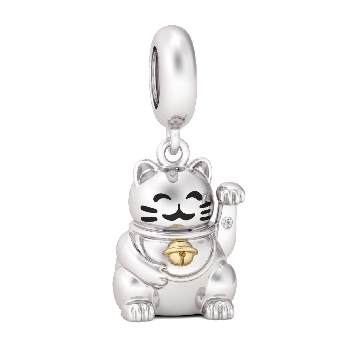 Gnoce "Lucky Cat" S925 Sterling Silver Pendants Charms Gift for Animal Lovers Fit Pandora Bracelet_3