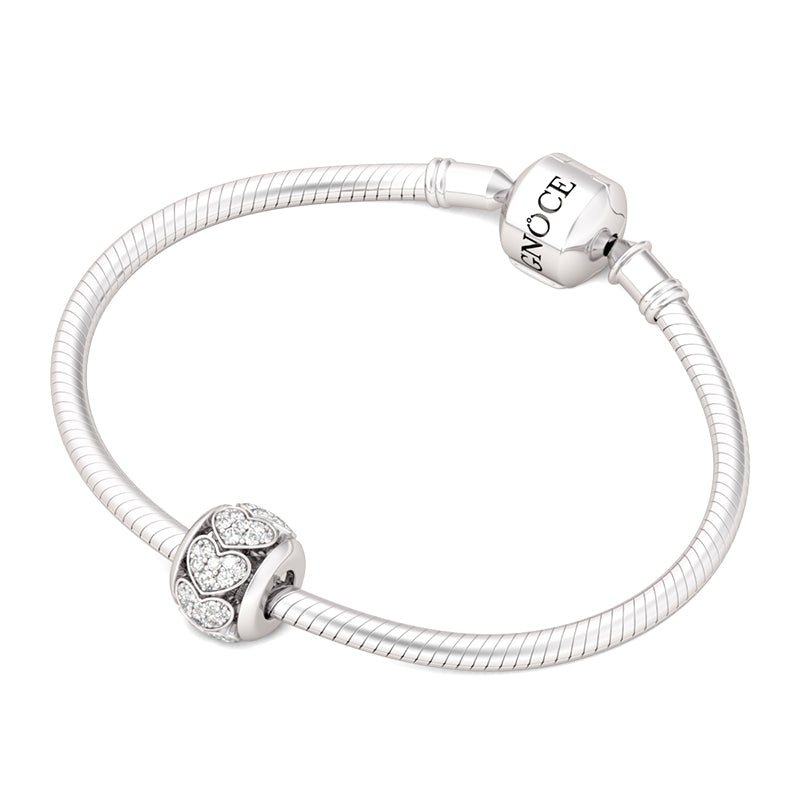Gnoce "Take My Heart" S925 Sterling Silver Cubic Zirconia Charm Beads Gift for Her Suitable for Necklace Fit Pandora Bracelet_3