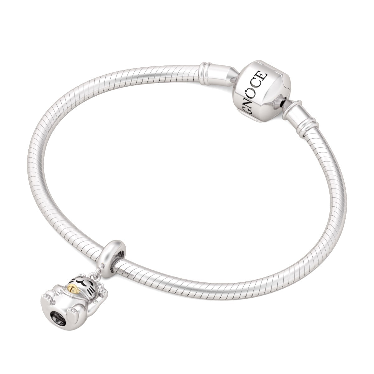 Gnoce "Lucky Cat" S925 Sterling Silver Pendants Charms Gift for Animal Lovers Fit Pandora Bracelet_4