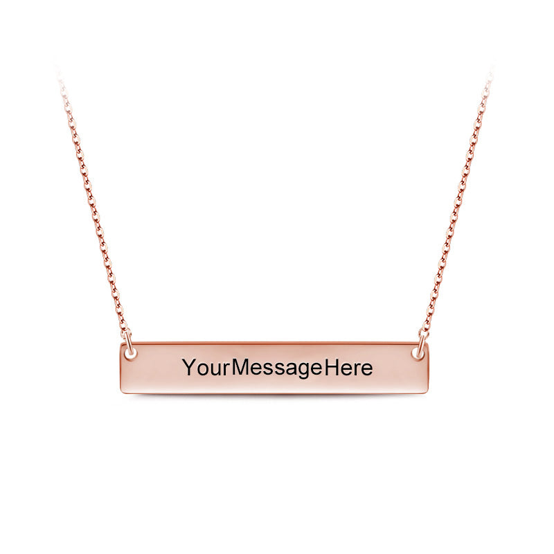 Gnoce "Speak Out Your Love" Made of 925 Sterling Silver With High-quality Rose Gold Plated Can Easily Engrave with Your Name, or A Word That Inspires You ,Rose Gold Engravable Bar Necklace_1