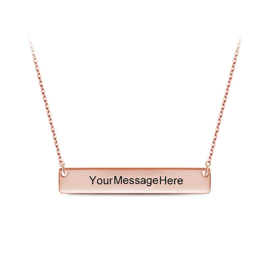 Gnoce "Speak Out Your Love" Made of 925 Sterling Silver With High-quality Rose Gold Plated Can Easily Engrave with Your Name, or A Word That Inspires You ,Rose Gold Engravable Bar Necklace_1