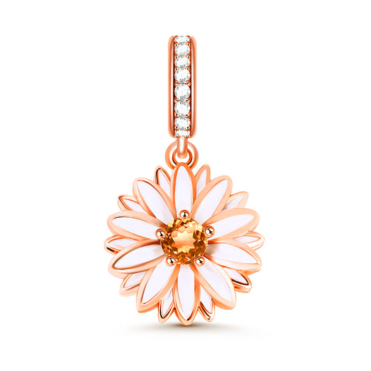 Gnoce "Cheerfulness" Daisy Flower Charm Pendant 18k Rose Gold Plated sterling silver_1