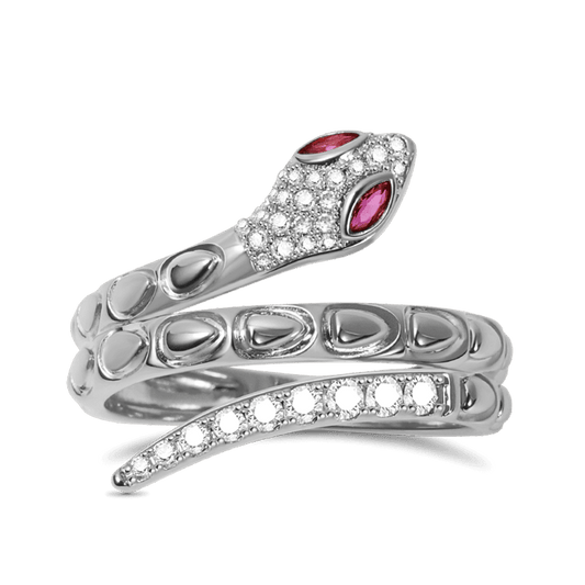 Snake Ring 925 Sterling Silver inlaid with Stones_1