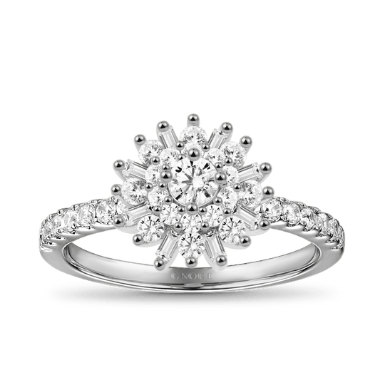 Flower Promise Ring Round Baguette Cut White Sapphire for Woman_1