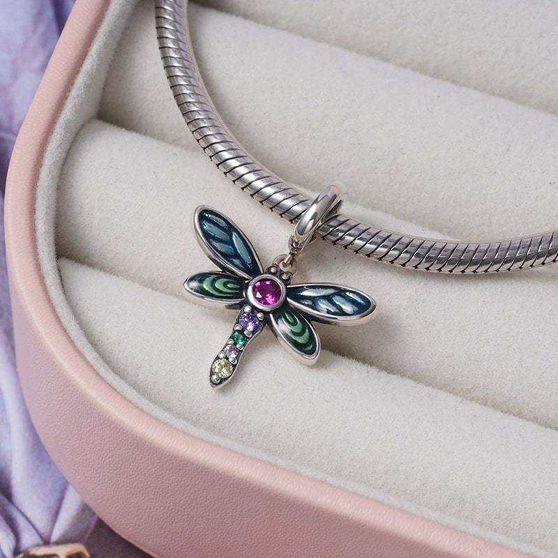 Shiny Dragonfly Pendant Dangle Charm Sterling Silver_2