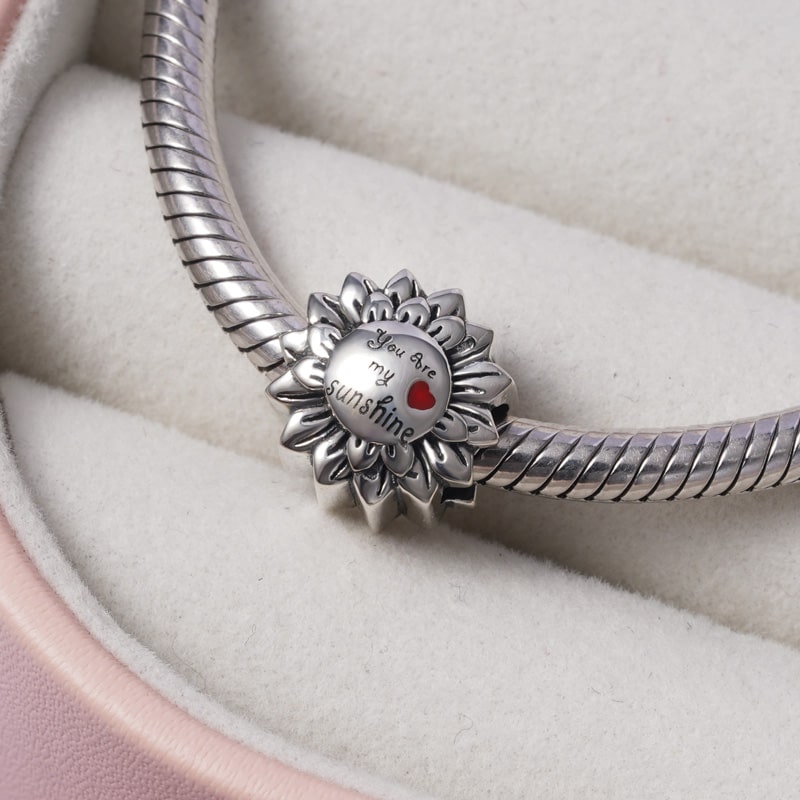 Sunflower Charm Bead Sterling Silver_2
