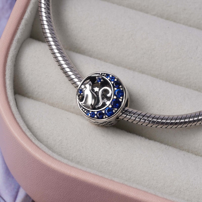 Cat on the Moon Charm Bead Sterling Silver_2