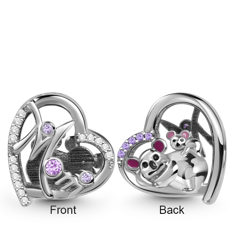 Koala Mom's Love Charm Bead 925 Sterling Silver inlaid with Crystal Stones Mother's Day Gift_2