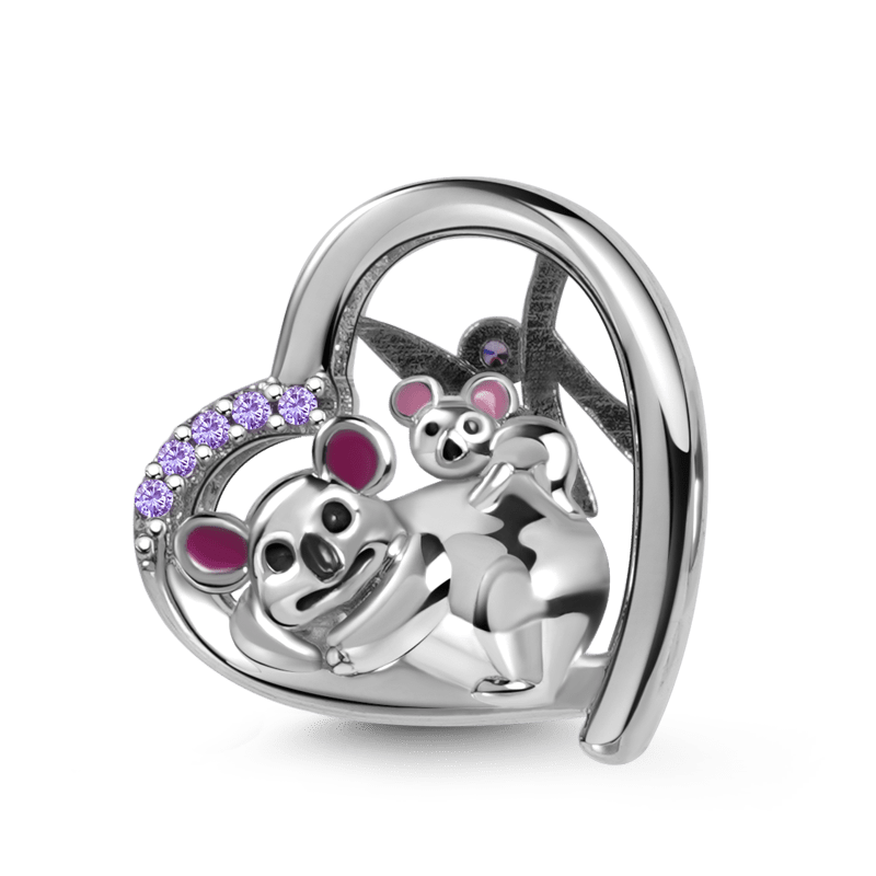 Koala Mom's Love Charm Bead 925 Sterling Silver inlaid with Crystal Stones Mother's Day Gift_3