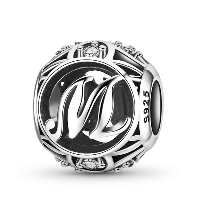 Letter M Charm Bead Sterling Silver_1
