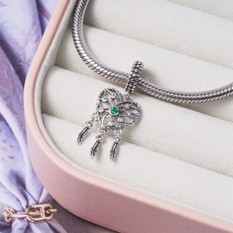 Colorful Dreamcatcher Pendant Dangle Charm Sterling Silver_2