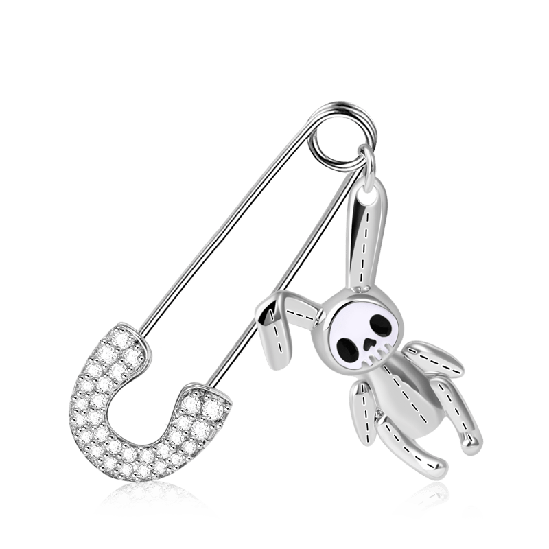 Paperclip Bunny Doll Dangle Earring 925 Sterling Silver_1