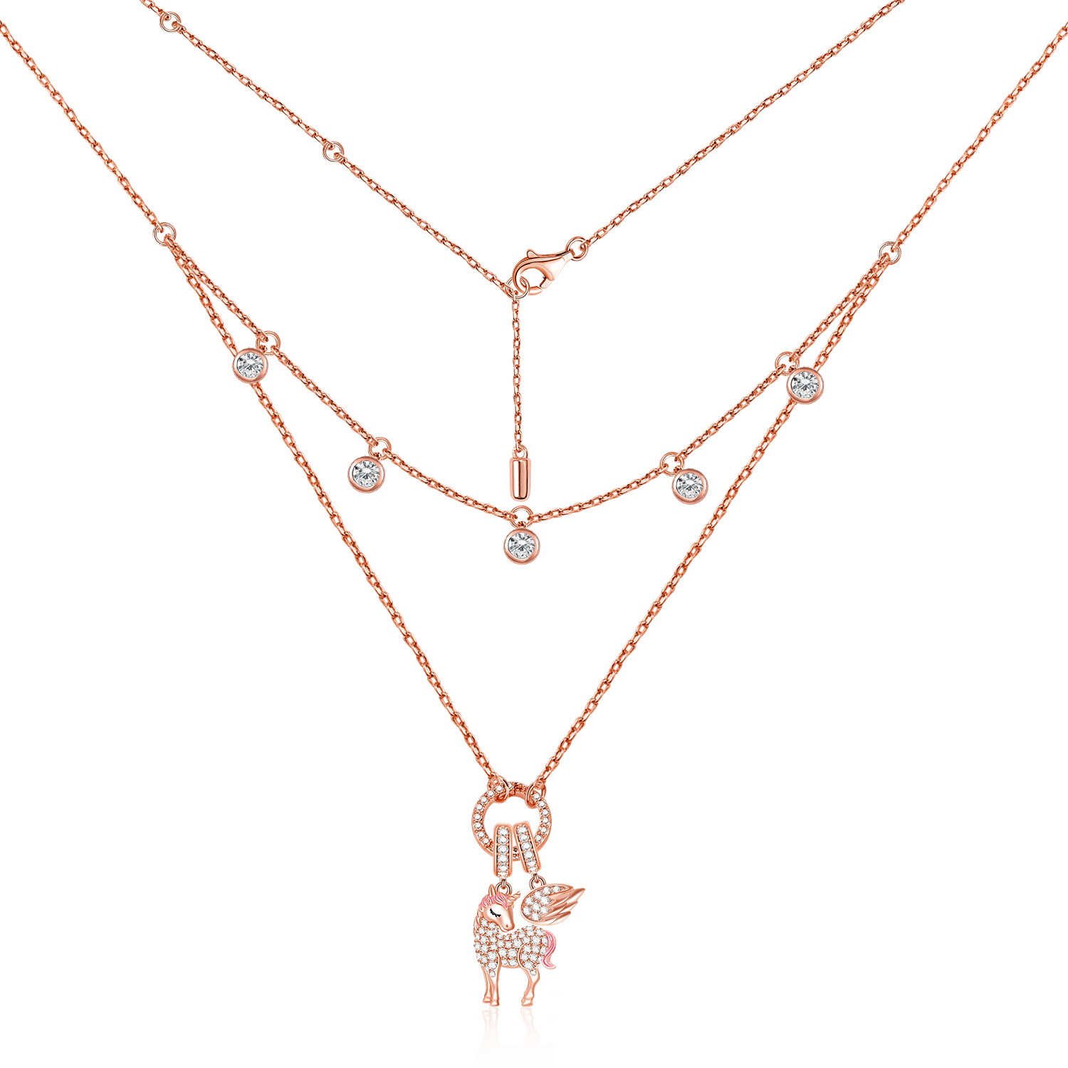 Gnoce "Divine Soul and Spirit" Unicorn 925 Sterling Silver 18K Rose Gold Plated Necklace_2