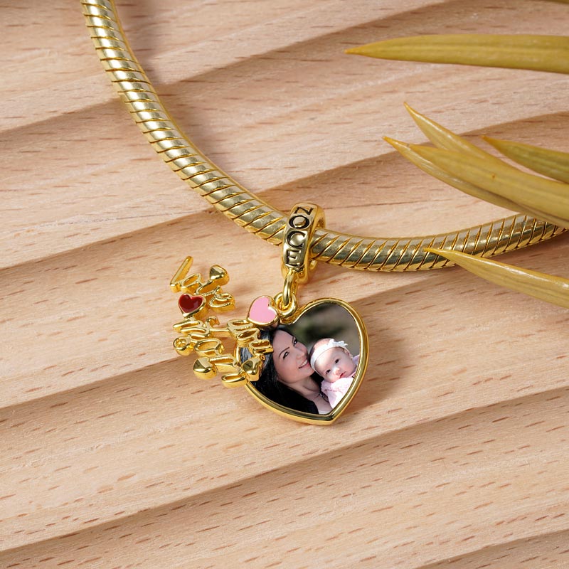 Love You Mom Personalized Photo Charm Pendant Sterling Silver 18k Gold Plated Mother's Day Gift_2