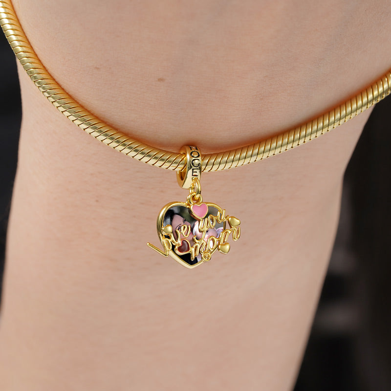 Love You Mom Personalized Photo Charm Pendant Sterling Silver 18k Gold Plated Mother's Day Gift_3