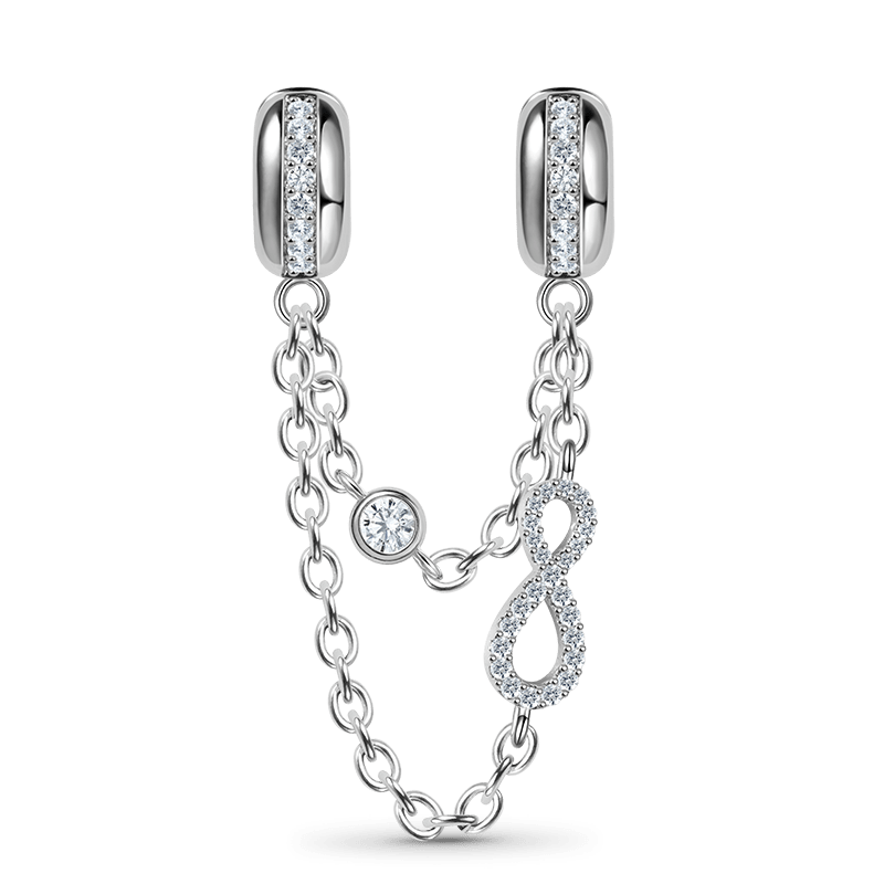 Infinity Love Safety Chain with Crystal Gemstones Sterling Silver_1