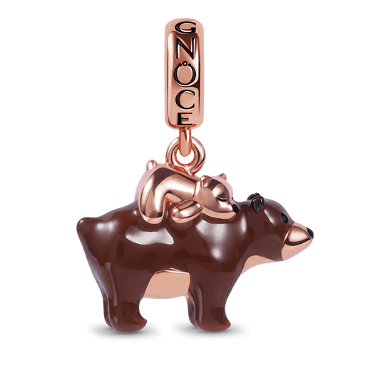 Mother Bear Carries Baby Pendant Dangle Charm Sterling Silver 18K Rose Gold Plated Mother's Day Gift_1