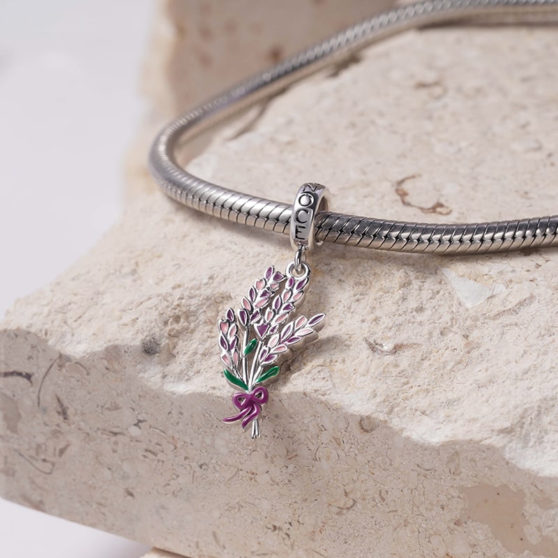 Lavender Flower Pendant Dangle Charm Sterling Silver_2