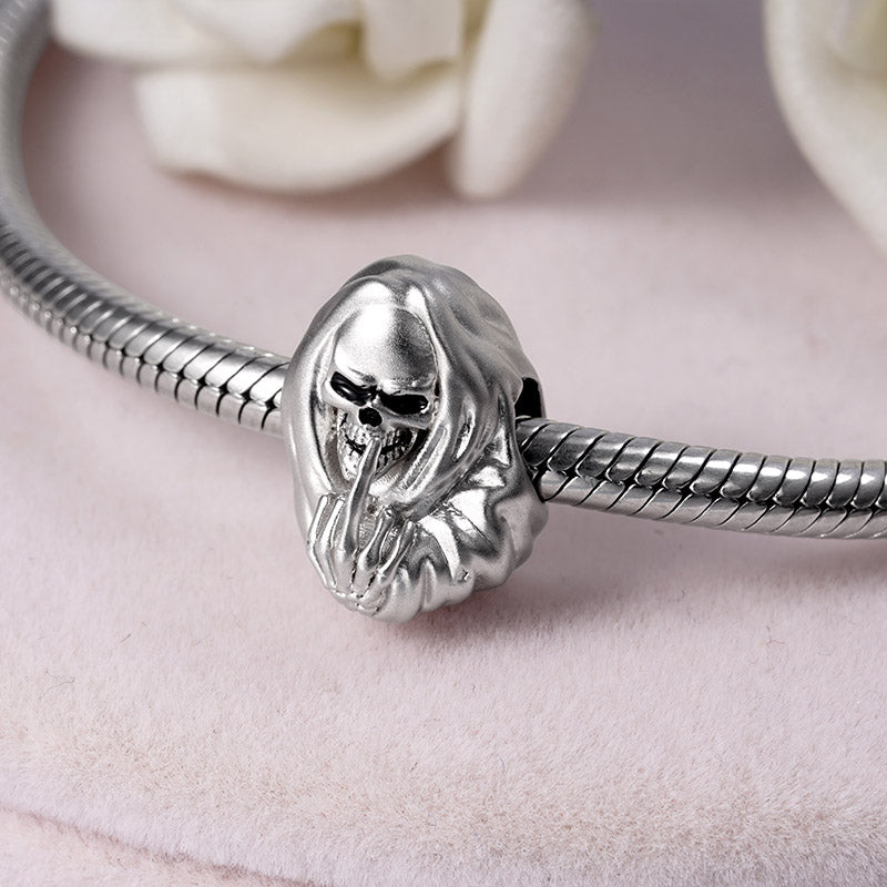 Middle Finger Skull Charm Bead Sterling Silver_2