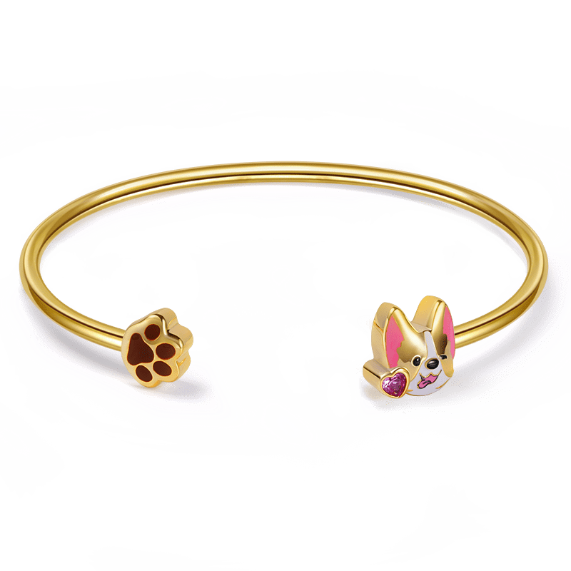 Puppy Bangle Bracelet Sterling Silver 18K Gold Plated_1