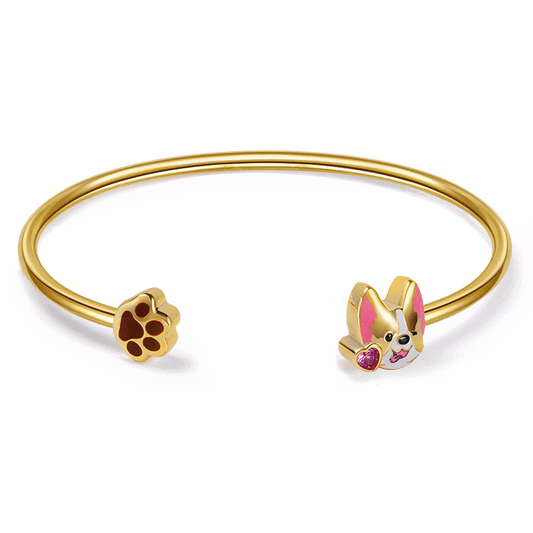 Puppy Bangle Bracelet Sterling Silver 18K Gold Plated_1