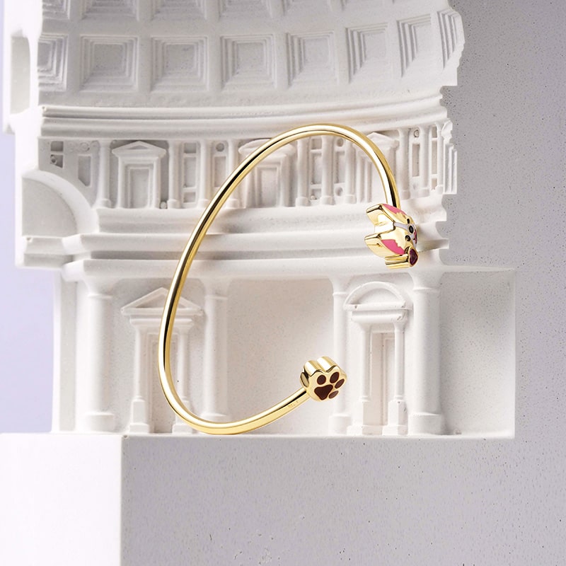 Puppy Bangle Bracelet Sterling Silver 18K Gold Plated_2