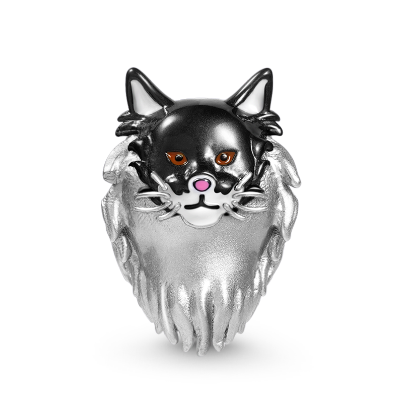 Maine Coon Cat Charm Bead Sterling Silver_1