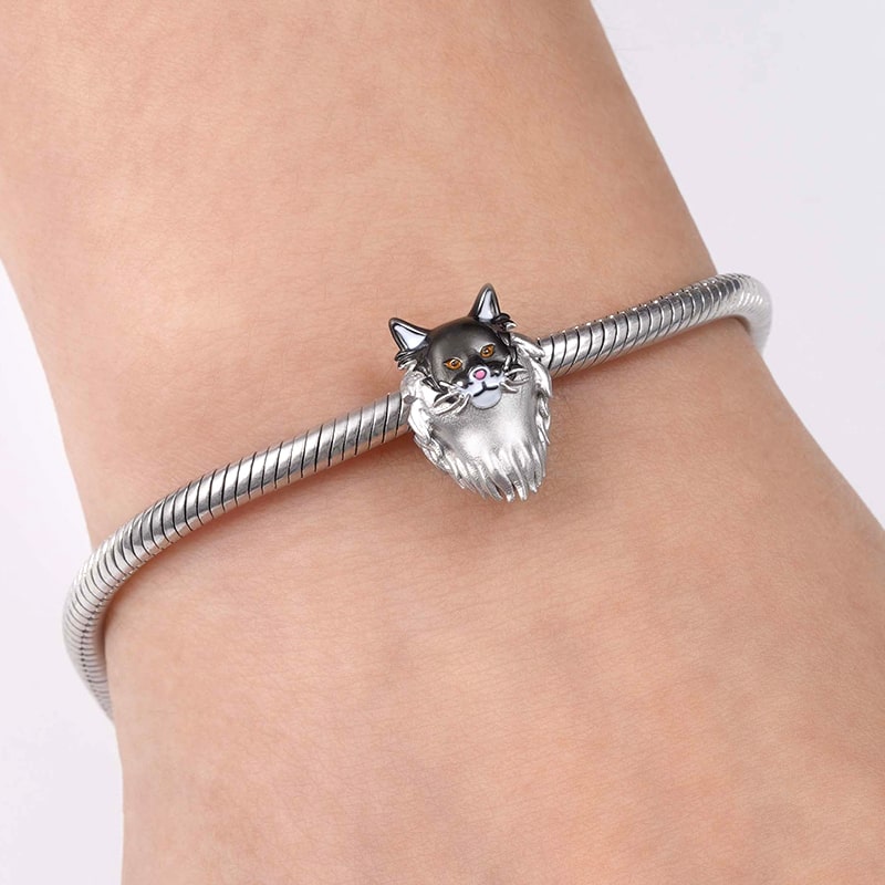 Maine Coon Cat Charm Bead Sterling Silver_3