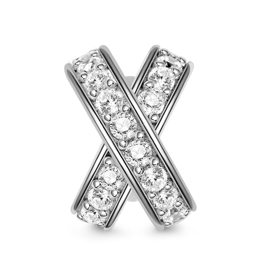X-shape Charm Sterling Silver Inlaid with Crystal Gemstones_1
