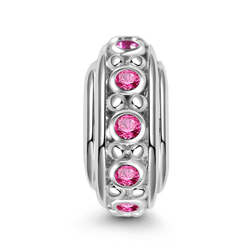 Gnoce "Celebrate your life" 925 Sterling Silver Rose Stone Stopper Fit for Pandora Bracelet_1