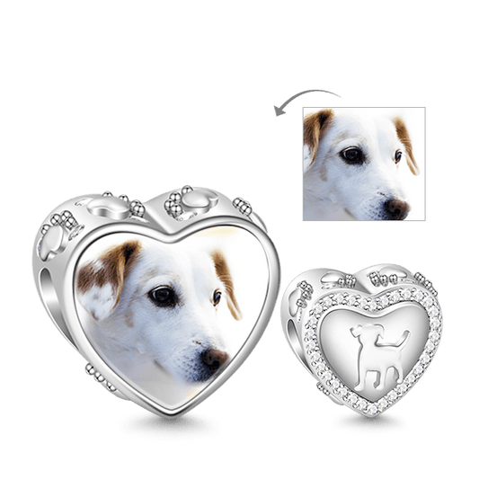 Gnoce 'Your Puppy is Always There to Brighten Your Day' Heart Shaped White Sapphire 925 Sterling Silver Charm_1