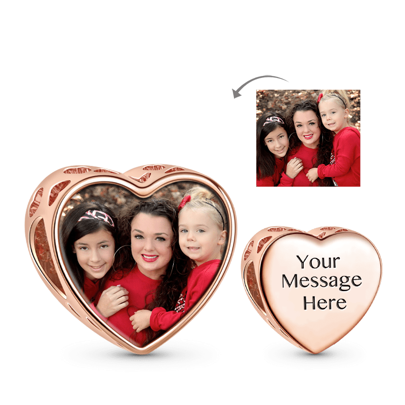 GNOCE " I Want You to Know My Love" Heart Custom Engravable Photo Charm 18k Rose Gold Plating 925 Sterling Silver Charm Gift for Her_1