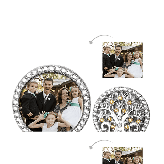Tree of Life Personalized Photo Charm Bead 925 Sterling Silver inlaid with Stones Mother's Day Gift_1
