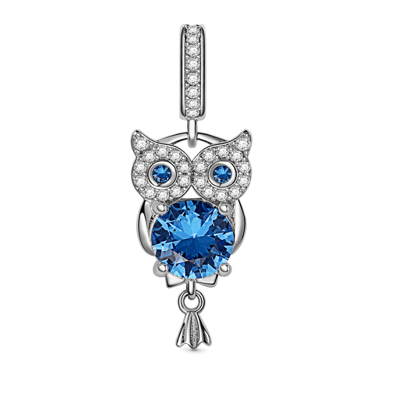 Owl Embrace Round Gemstone Pendant Dangle Charm Sterling Silver_1