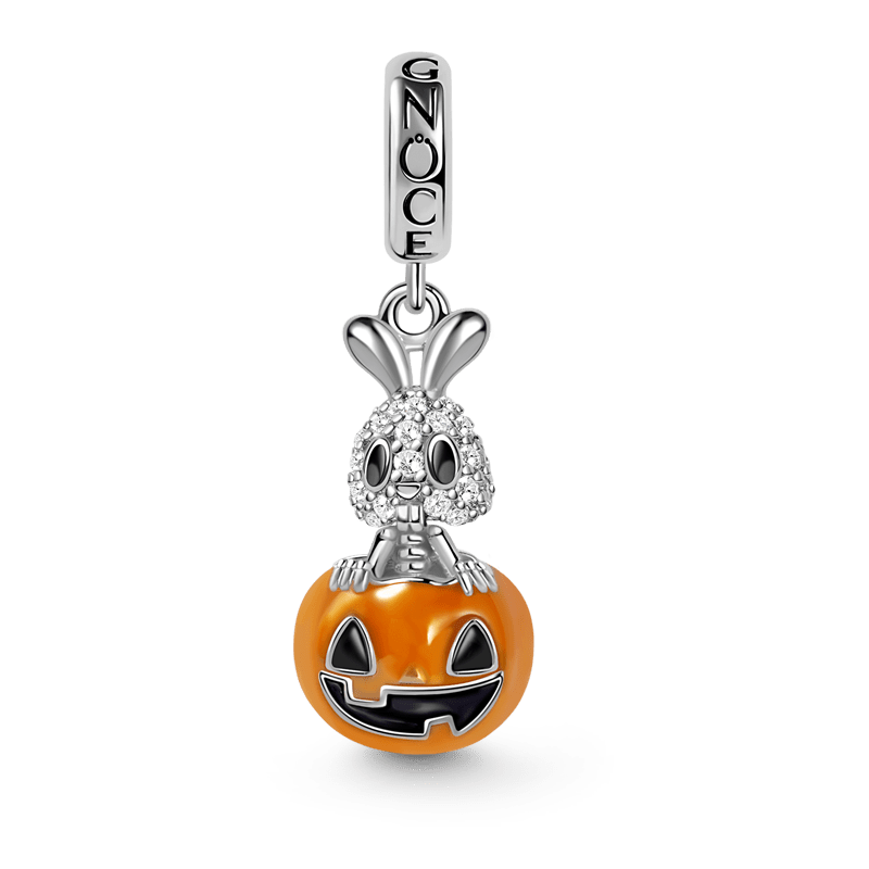 Rabbit in Smiling Pumpkin Pendant Dangle Charm Sterling Silver_1