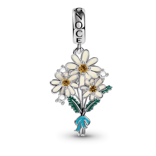 Daisy Flowers Pendant Dangle Charm 925 Sterling Silver_1