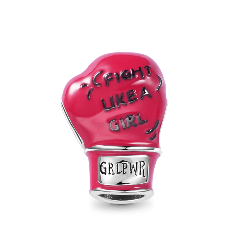 Pink Boxing Glove Charm Bead 925 Sterling Silver_1