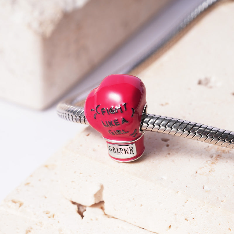 Pink Boxing Glove Charm Bead 925 Sterling Silver_2