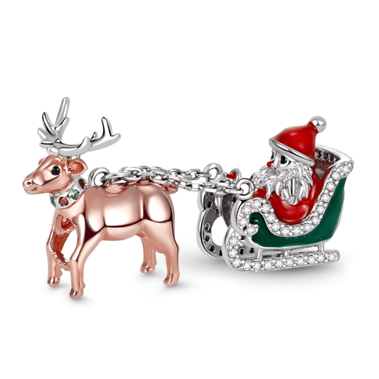 Gnoce "Merry Christmas" Santa Claus Is Coming To Town 925 Sterling Silver Bead Charm_1