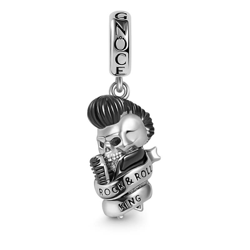 Skully Singing Man Pendant Dangle Charm 925 Sterling Silver_1