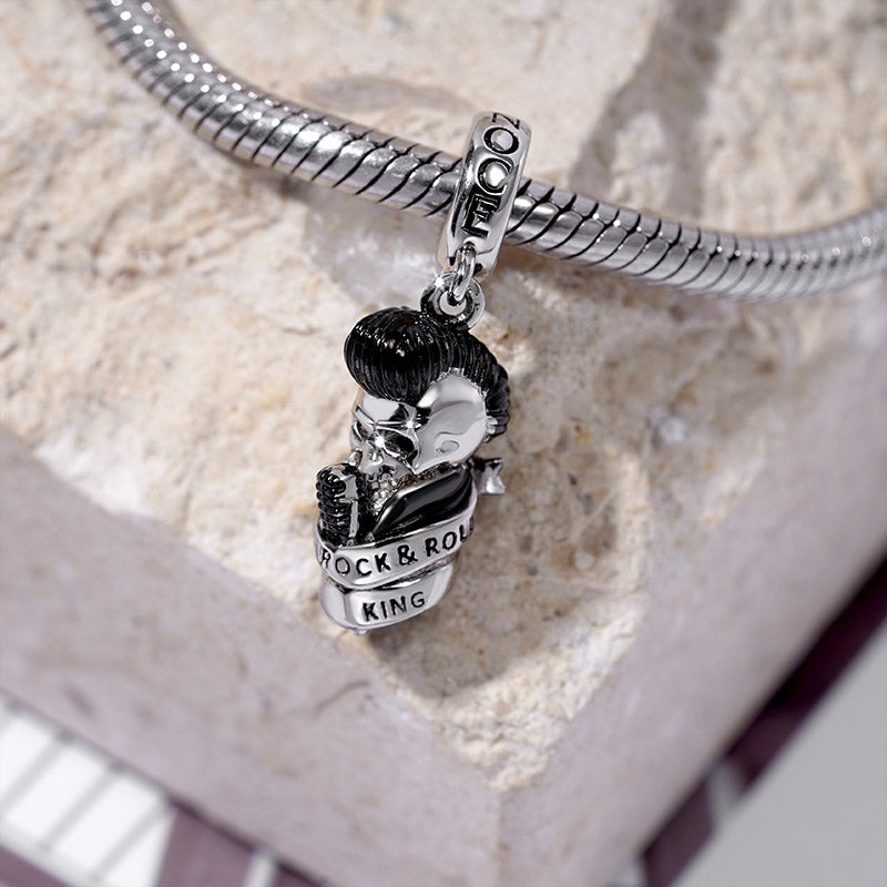 Skully Singing Man Pendant Dangle Charm 925 Sterling Silver_2