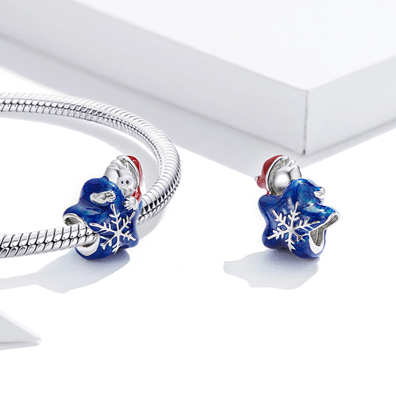 Santa Claus Embraces Star Charm Bead 925 Sterling Silver_2