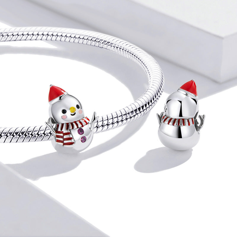 Cute Snowman Charm Bead 925 Sterling Silver_2