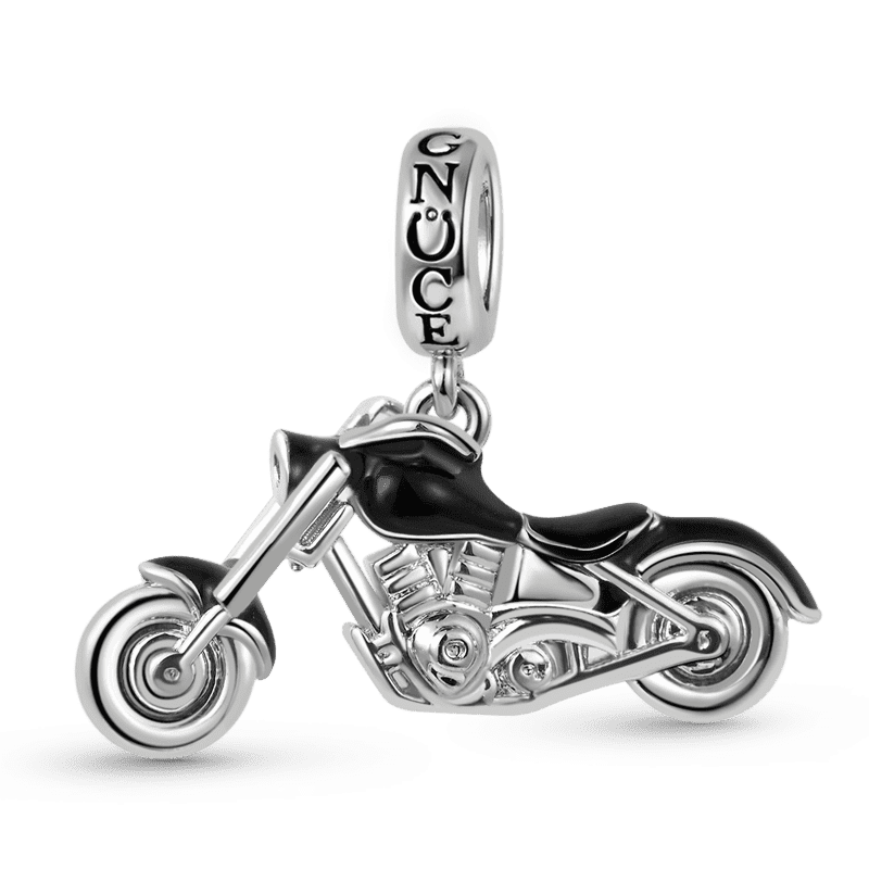 Black Motorcycle Pendant Dangle Charm Sterling Silver_1