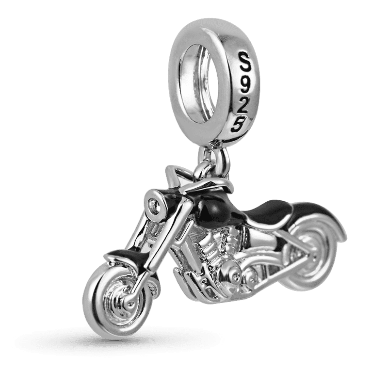 Black Motorcycle Pendant Dangle Charm Sterling Silver_2